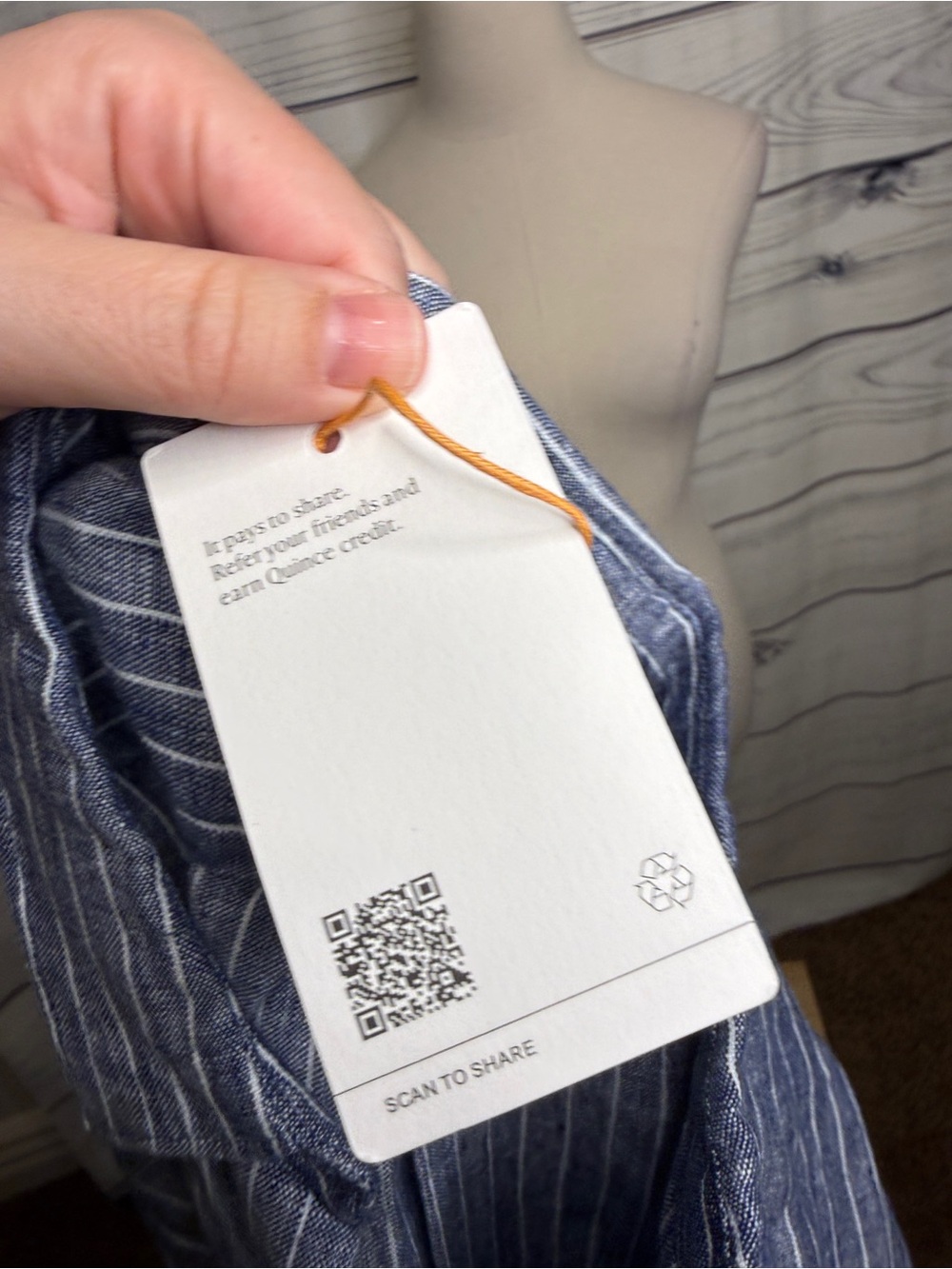 Quince Linen Blue and White Vertical Stripe Button-Down Shirt - Picture 3 of 5